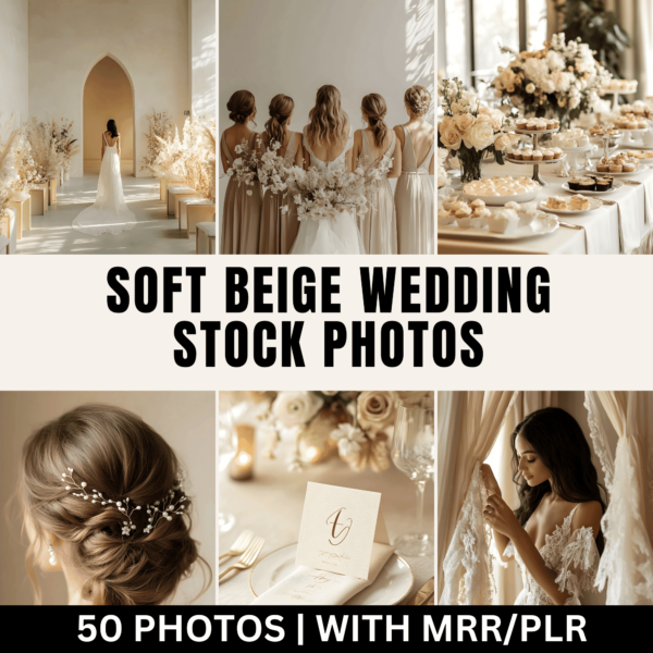 50 Beige Wedding Stock Photos with Master Resell Rights (MRR Stock Photos)